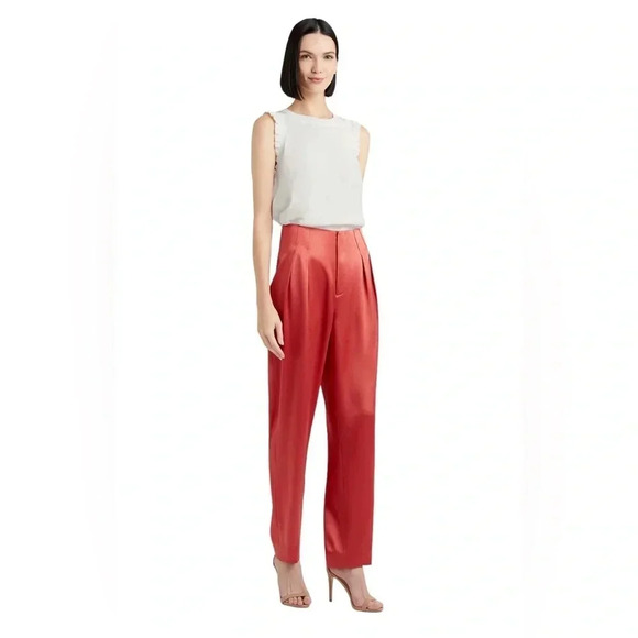 cinq a sept Pants - Cinq a Sept 5a7 SATIN RUTHY PANT Pleated Front Zip Closure Straight leg Size 4